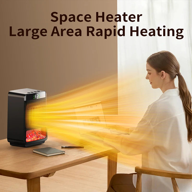 NOCCLILI PTC Electric Fireplace Heater – 3D Flame & Timer Electric Space Heater SPOT