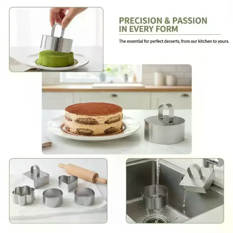 Stainless Steel Mousse Cake Ring Molds with Press Plate Cake Ring Mold SPOT