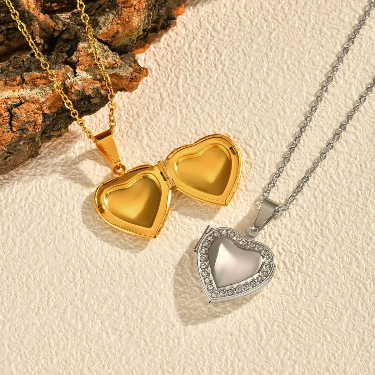 Cubic Zirconia Heart Locket Necklace – 18K Gold Plated Women Heart Locket Necklace SPOT