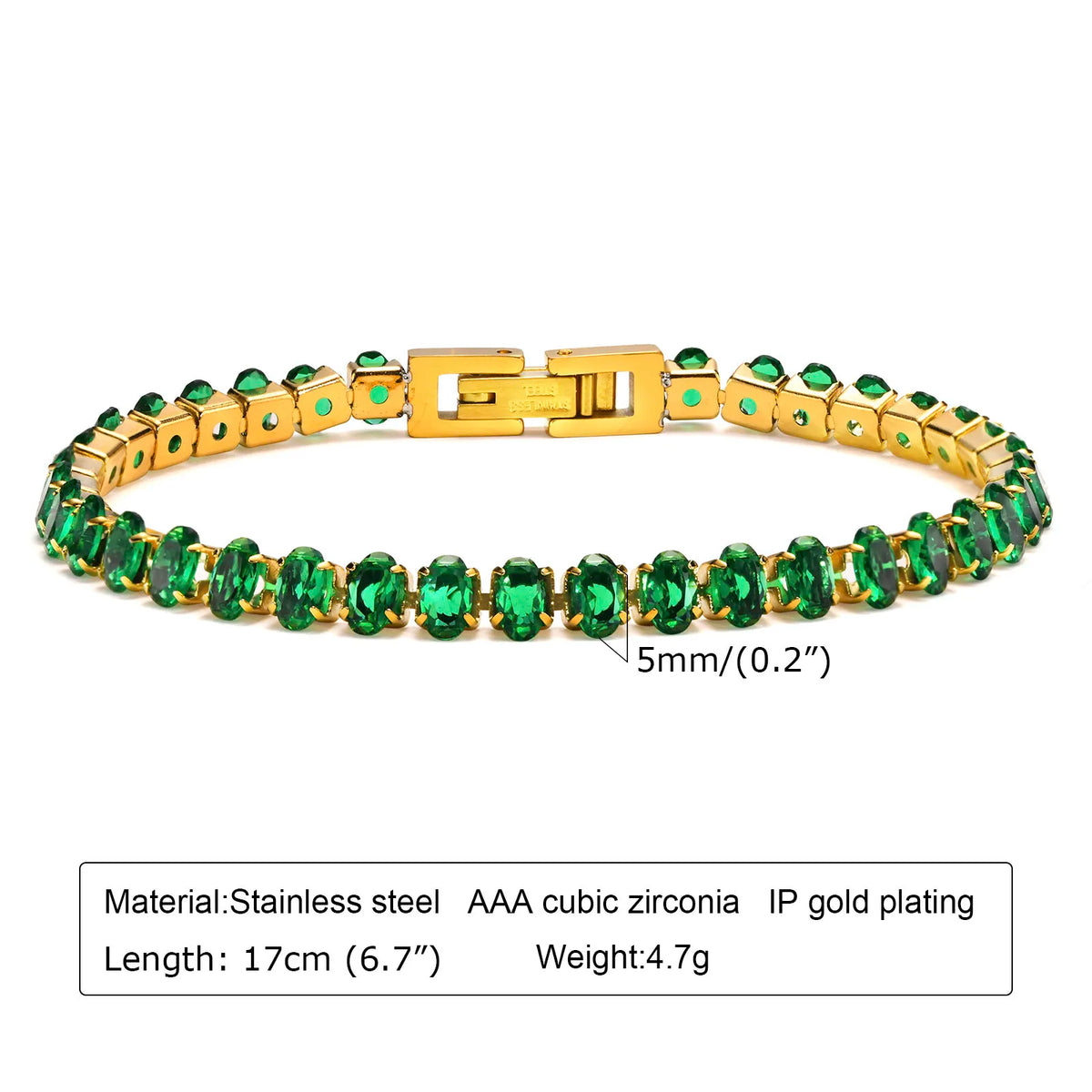 Women's CZ Tennis Bracelet – Gold Stainless Steel Adjustable CZ Tennis Bracelet SPOT BR-1273GG