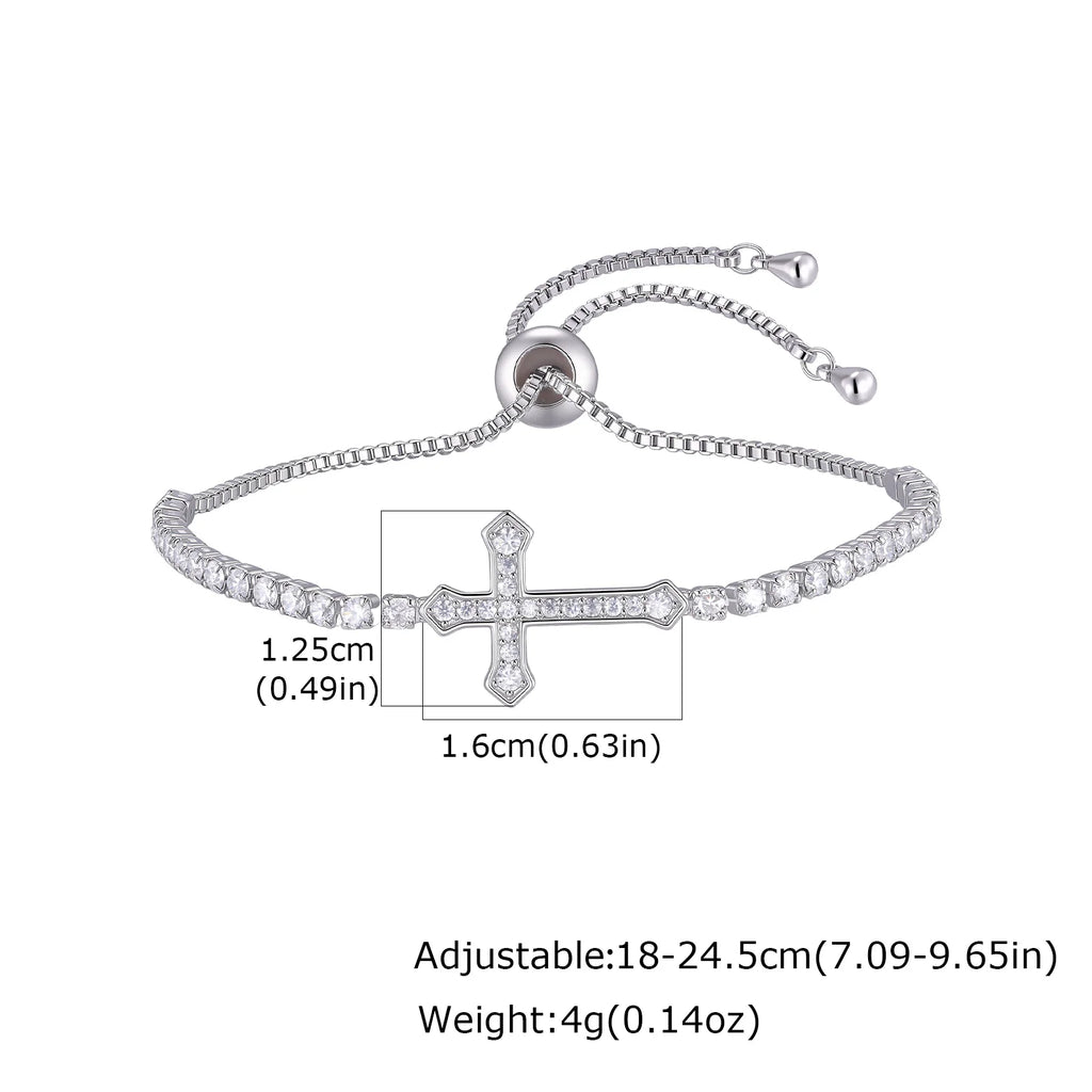 CZ Cross Tennis Bracelet – 18K Gold Plated, Hypoallergenic CZ Link Bracelet SPOT PBR-427S