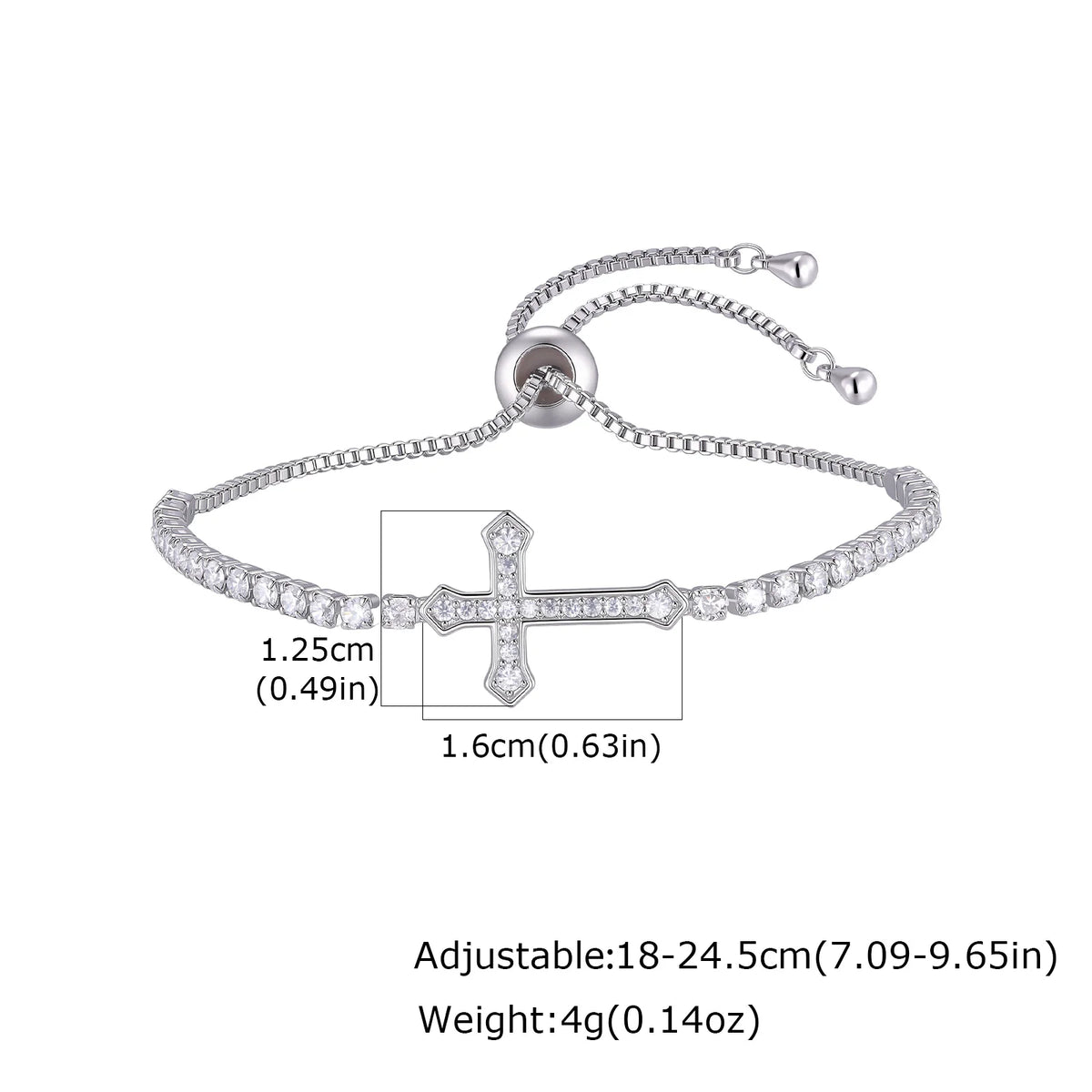 CZ Cross Tennis Bracelet – 18K Gold Plated, Hypoallergenic CZ Link Bracelet SPOT PBR-427S