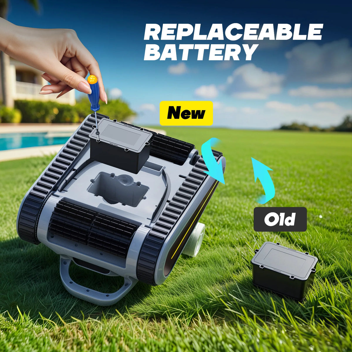 DUTRIEUX Cordless Robotic Pool Cleaner – Up to 1,291 sq.ft Robotic Pool Cleaner SPOT