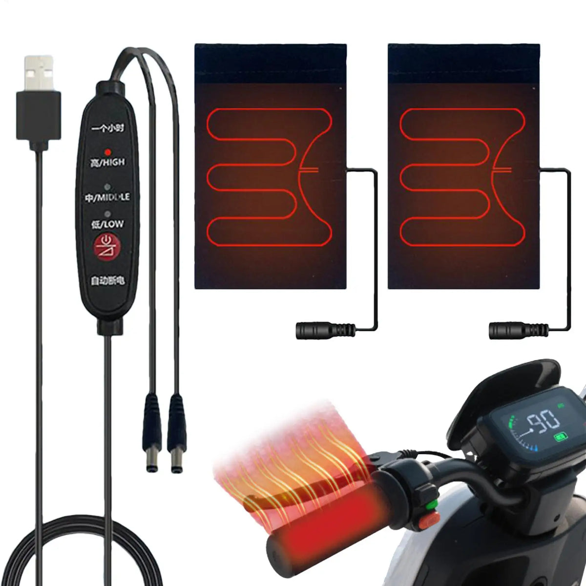 USB Heated Handlebar Grip Covers – 3 Heat Levels for Bikes Heated Handlebar Grips SPOT