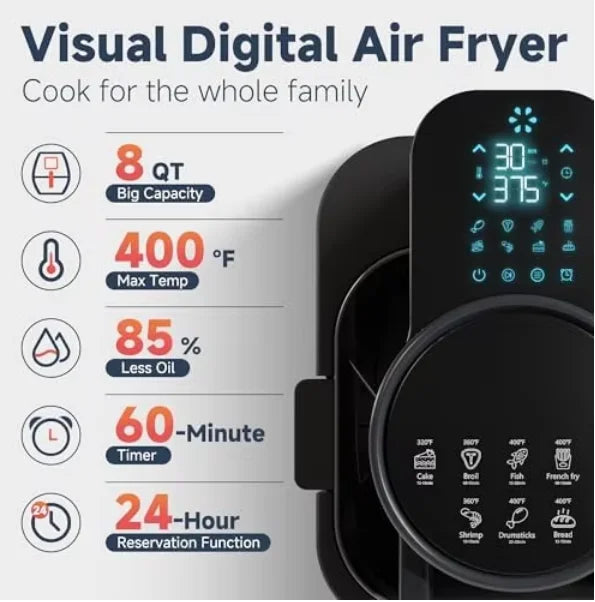 DUTRIEUX 6-in-1 Digital Air Fryer Toaster Oven 5–6L 1350W Air Fryer Toaster Oven SPOT