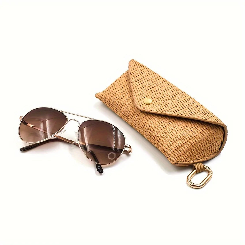 Woven Straw Eyeglass Case with Hook – PP Glasses Pouch Eyeglass Case SPOT