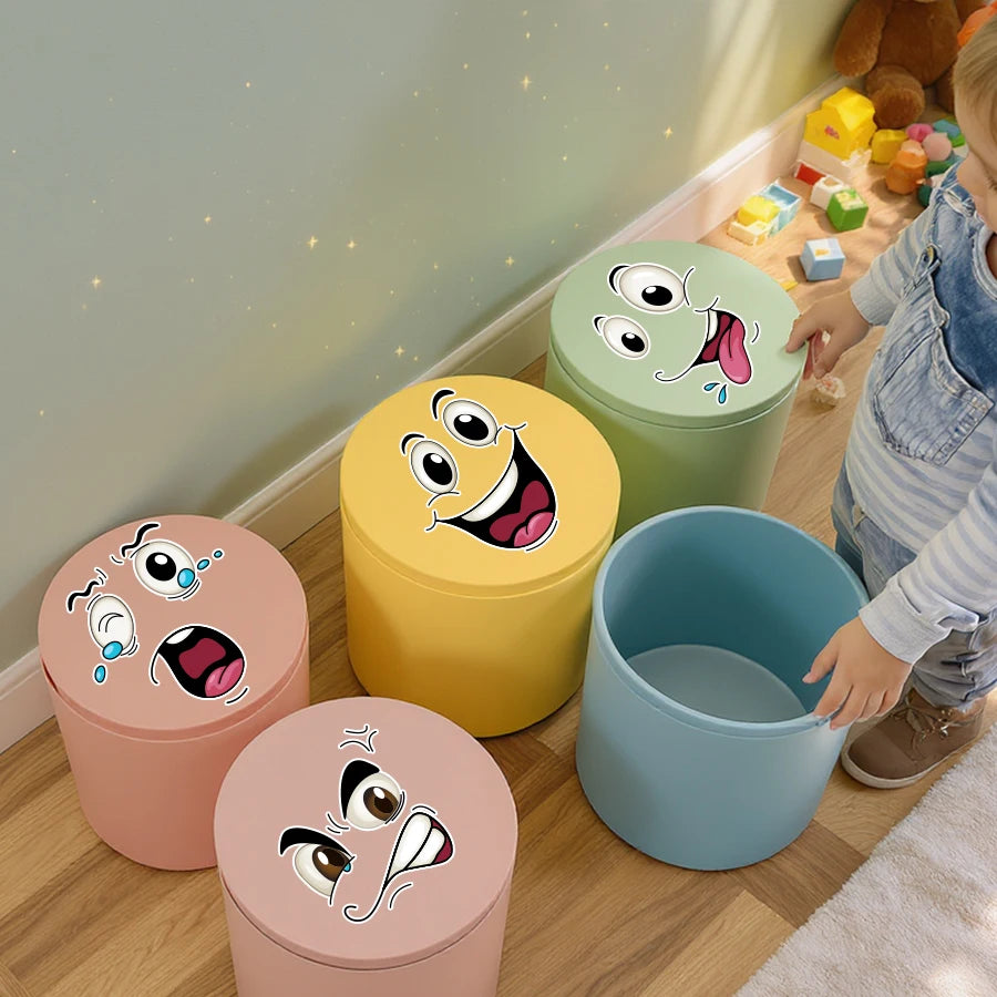 Smiley Face Trash Can Stickers – 4pc Waterproof Vinyl Decals Vinyl Wall Decals SPOT