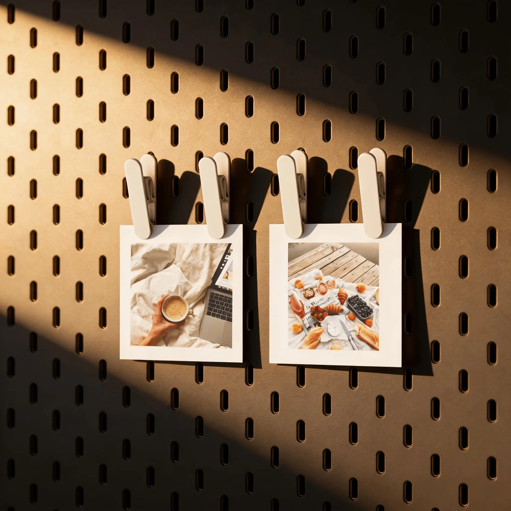 2-Pack Pegboard Photo Clips – Wall Mount Holder for Cards & Notes Pegboard Clip Organizer SPOT
