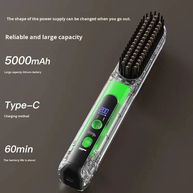 Cordless 2-in-1 Hair Straightener Comb & Flat Iron – USB Travel Hair Straightener Brush SPOT