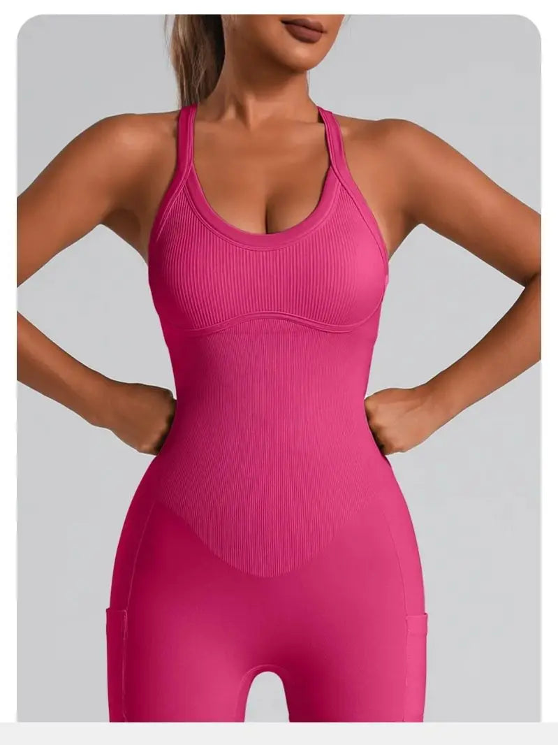 Women's Criss Cross Yoga Bodysuit – Padded One-Piece Unitard Yoga Bodysuit SPOT