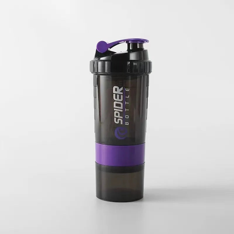 16oz 3-Layer Protein Shaker Bottle – Portable Gym Shake Cup Protein Shaker Bottle SPOT purple
