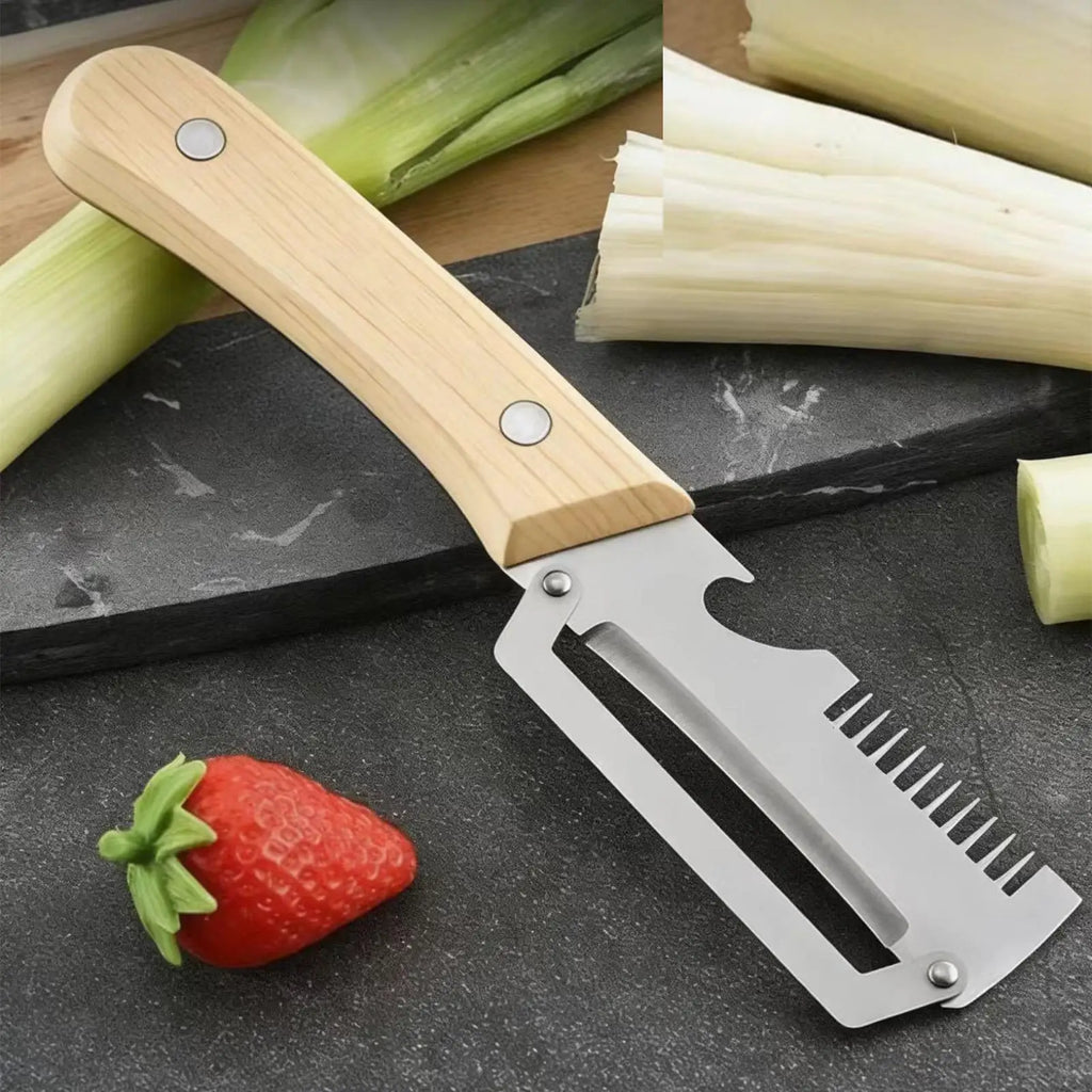 3-in-1 Stainless Steel Vegetable Peeler Set – Wooden Handle Vegetable Peeler Set SPOT