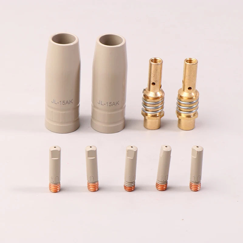 9-Piece 15AK MIG Torch Kit – Gas Nozzle, Tip Holder & Contact Tips Welding Torch Accessories SPOT 1.0MM