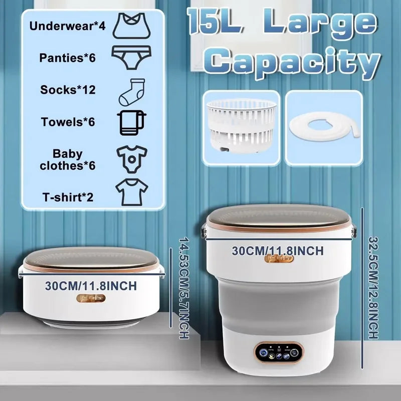 15L Portable Collapsible Washing Machine with Spin Dryer Portable Washing Machine SPOT