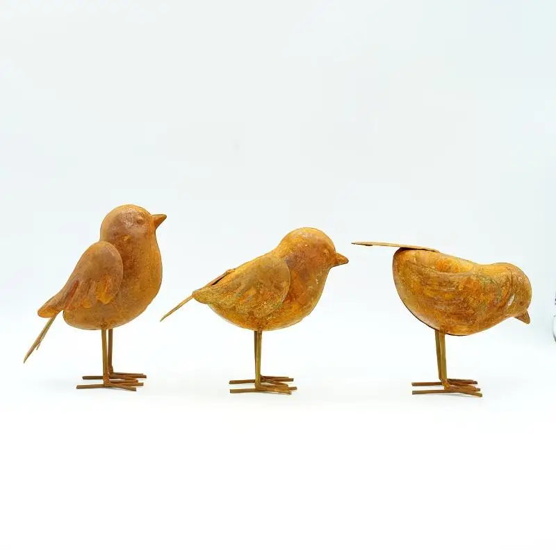 Vintage Iron Bird Figurines – Set of 3 Metal Sculptures Metal Bird Figurines SPOT