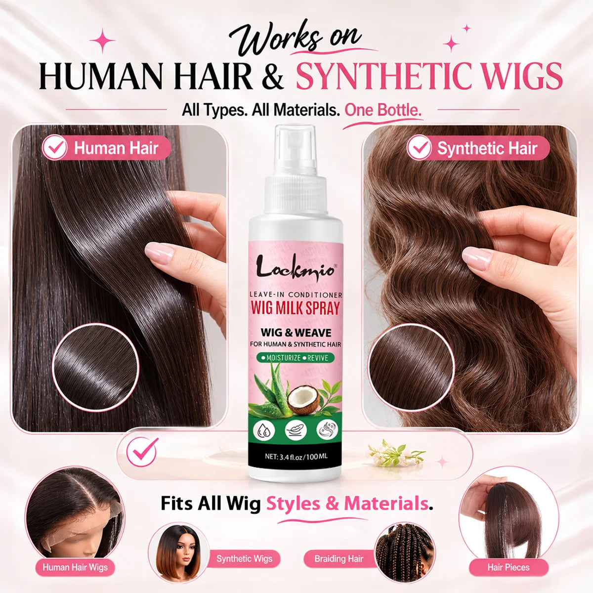 Lockmio Wig Milk Spray Leave-In Conditioner 100ml – All Wigs Wig Leave-In Conditioner SPOT