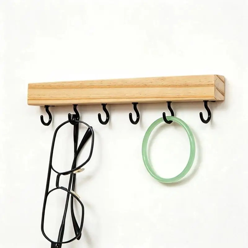 Wooden Wall Hook Rack – 6 Heavy-Duty Hooks, Cartoon Kids Decor Wall Hook Rack SPOT