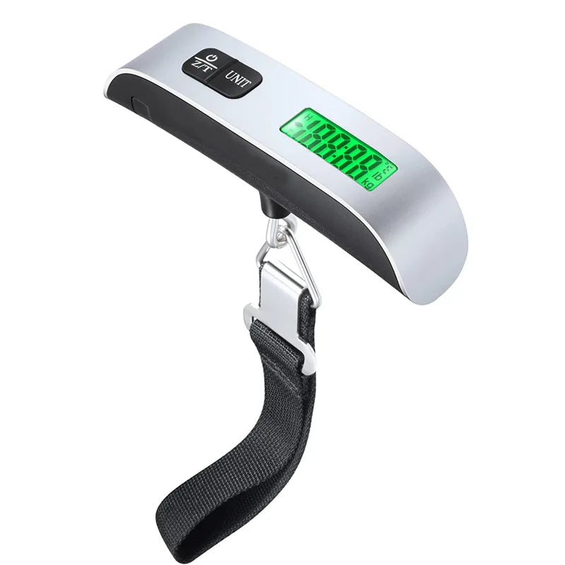 Digital Luggage Scale LCD Hanging Scale 110lb/50kg | Travel Digital Luggage Scale SPOT silvery