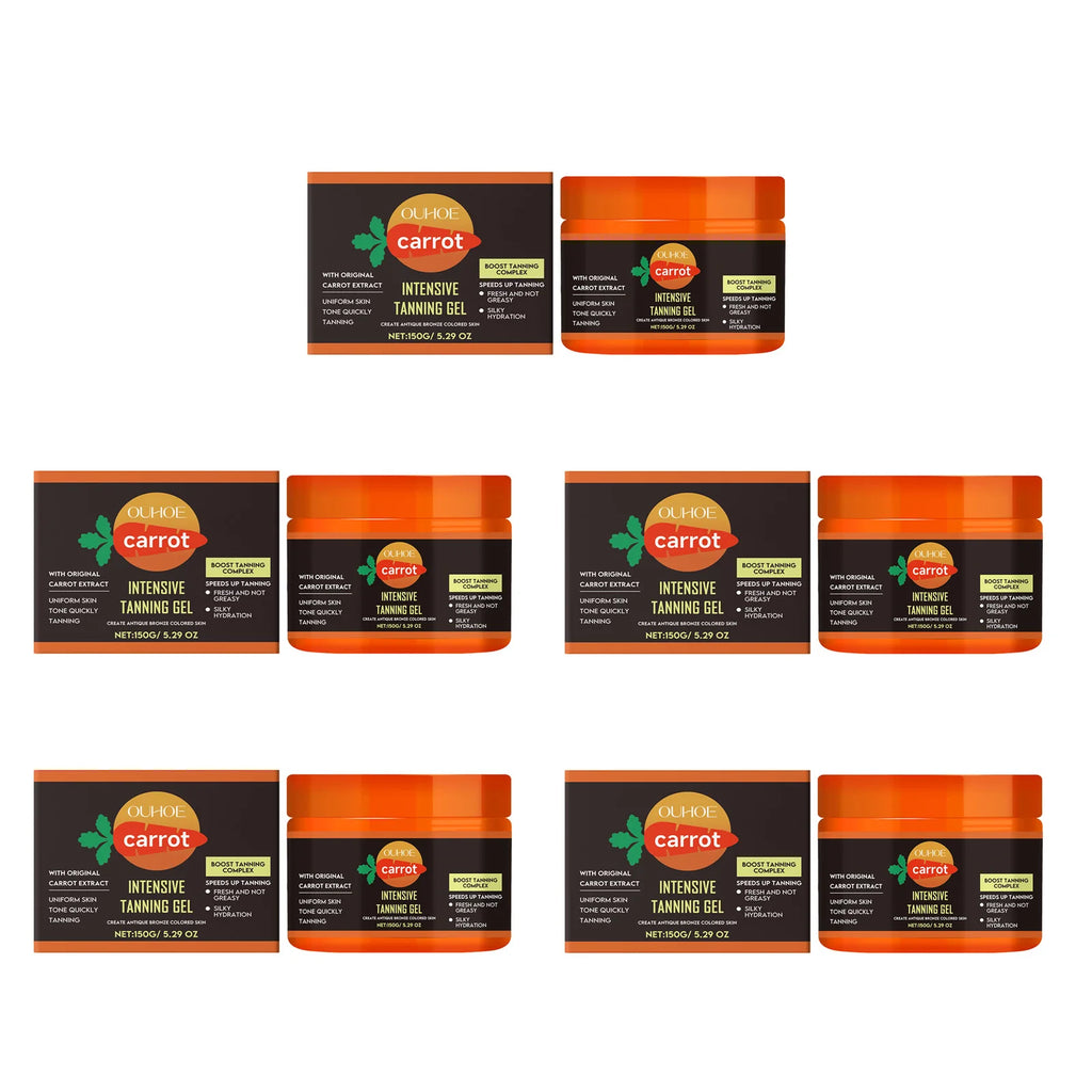 Carrot Tanning Gel – Hydrating Sunless Bronzing Gel 150g Self-Tanner Bronzing Gel SPOT 5 x 150g Boxed