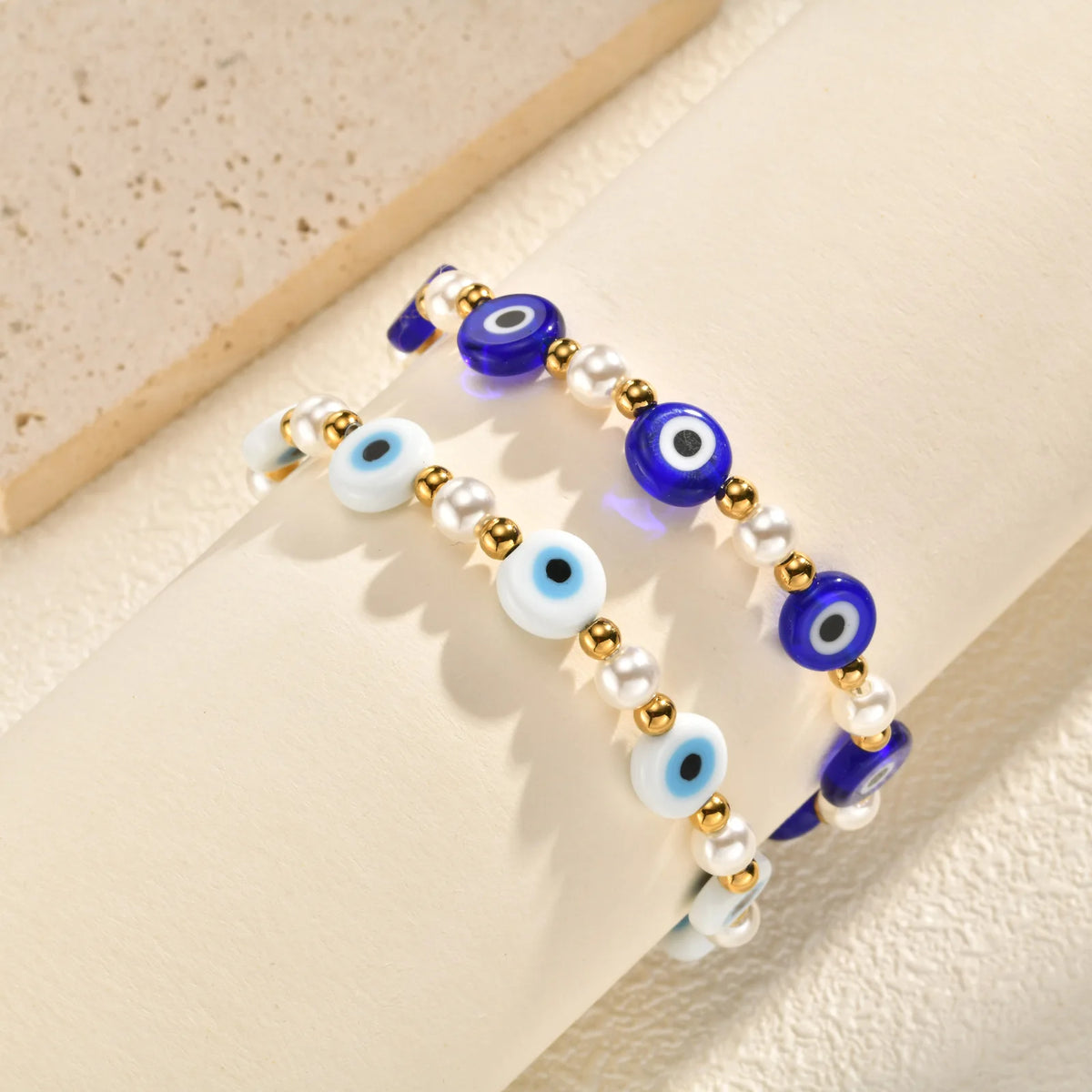 Evil Eye Stack Layered Bracelets – Stainless Steel Adjustable Stacked Bracelet Set SPOT