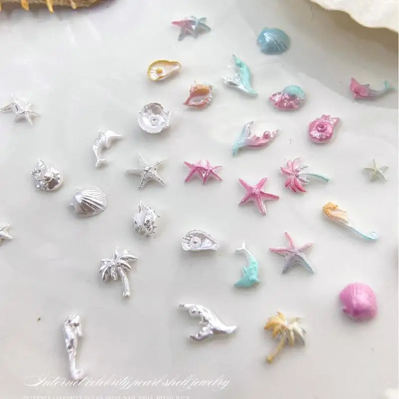 50-Pack Ocean Nail Art Charms – Shell Starfish Resin Jewels Nail Art Charms SPOT