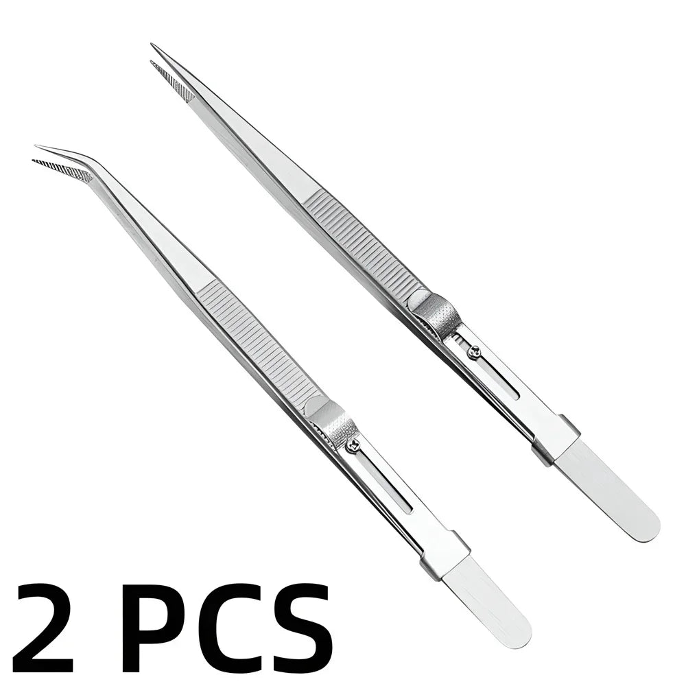 Stainless Steel Locking Tweezers – Jewelry & DIY Precision Tool Jewelry Making Tweezers SPOT Straight And Elbow