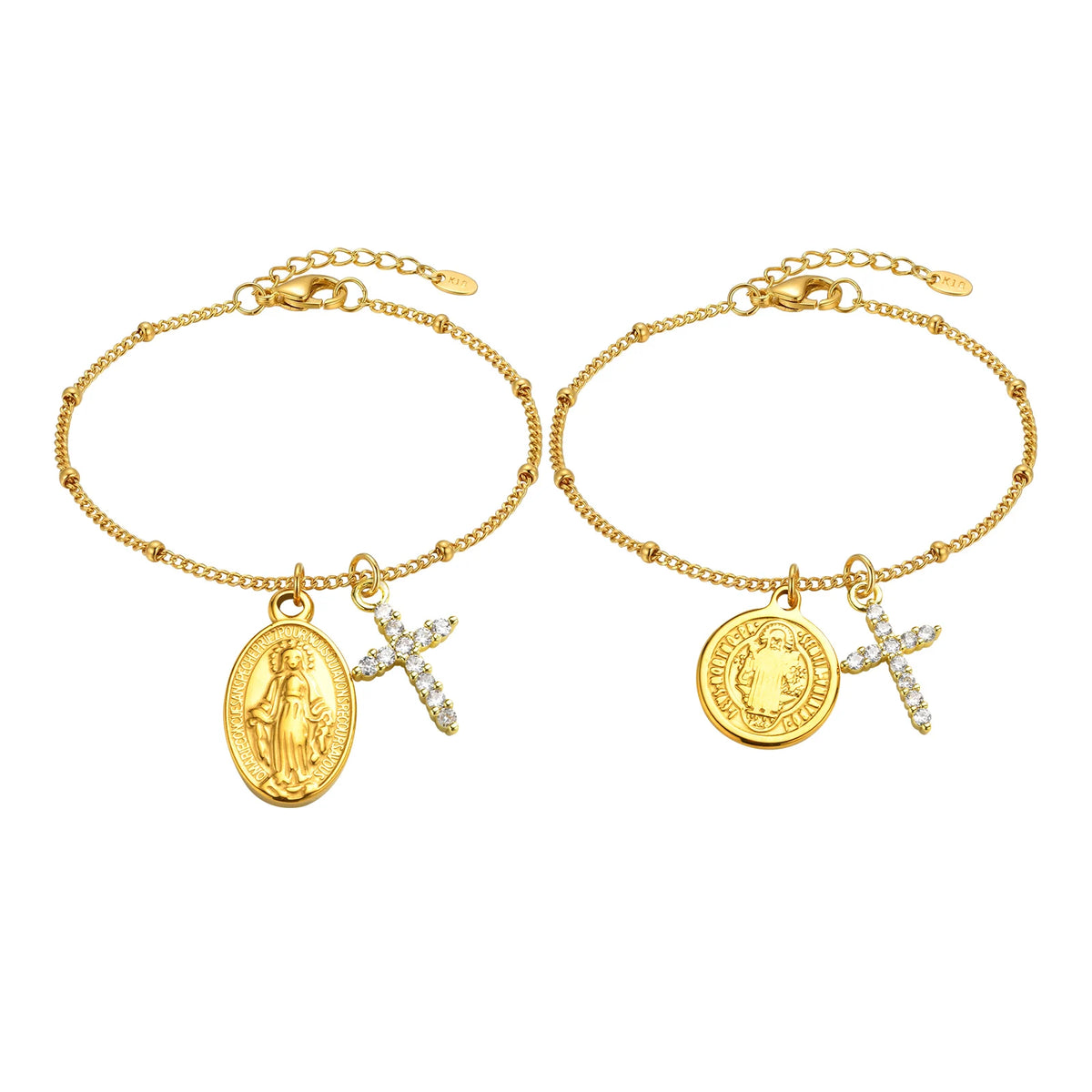 Virgin Mary Saint Benedict Zircon Cross Rosary Bracelet Religious Bracelet SPOT
