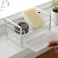 Metal Kitchen Sponge Holder with Removable Drain Tray Kitchen Sink Organizer SPOT White