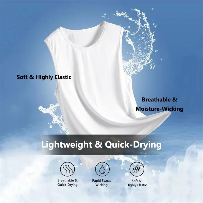 Men's Ice Silk Mesh Tank Top – Quick-Dry Gym Sports Vest Men's Sports Vest SPOT