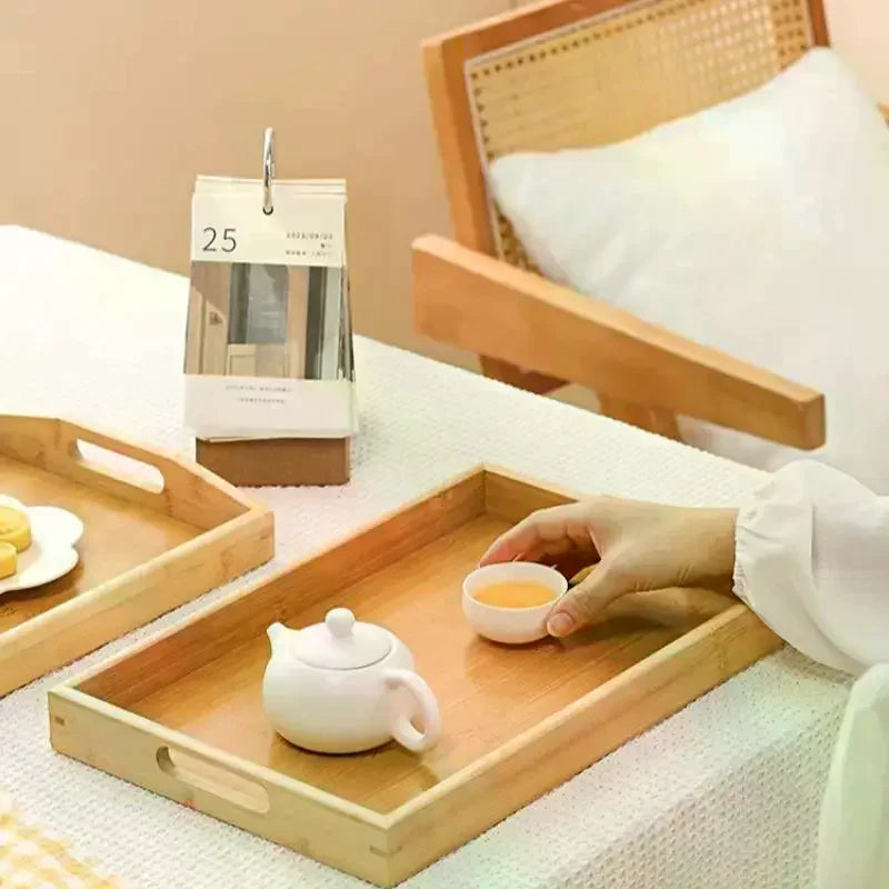 Bamboo Rectangular Serving Tray with Handles | Multi-Use Bamboo Serving Tray SPOT