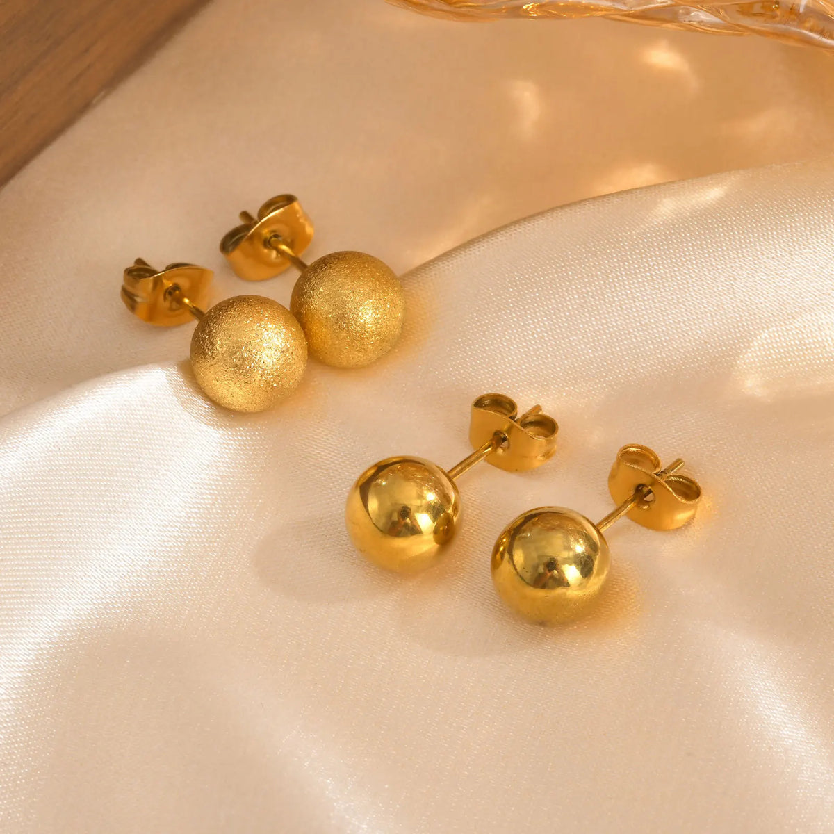 8mm 18K Gold Ball Stud Earrings – Stainless Steel, Nickel-Free Ball Stud Earrings SPOT
