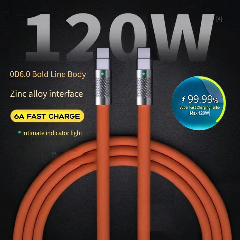 120W USB-C Fast Charging Cable – Liquid Silicone 1/1.5/2M USB-C Charging Cable SPOT