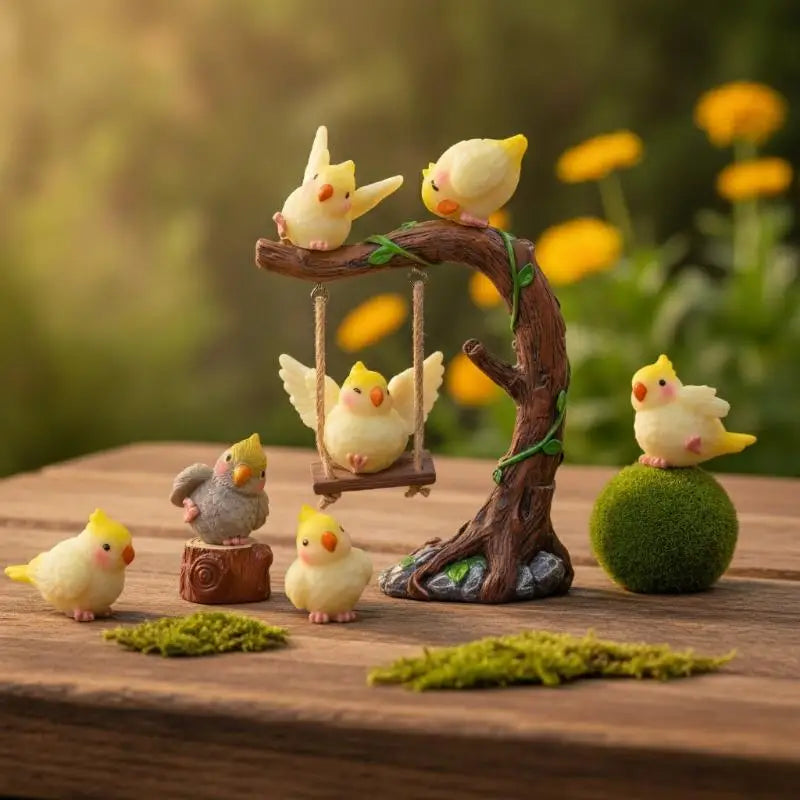 6-Pack Resin Cockatiel Bird Figurines – Garden & Home Décor Decorative Figurines SPOT