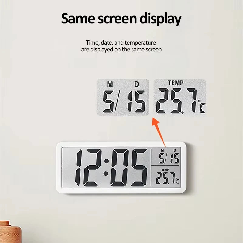 Digital LCD Wall Clock – Alarm, Temperature & Humidity Display Digital Wall Clock SPOT