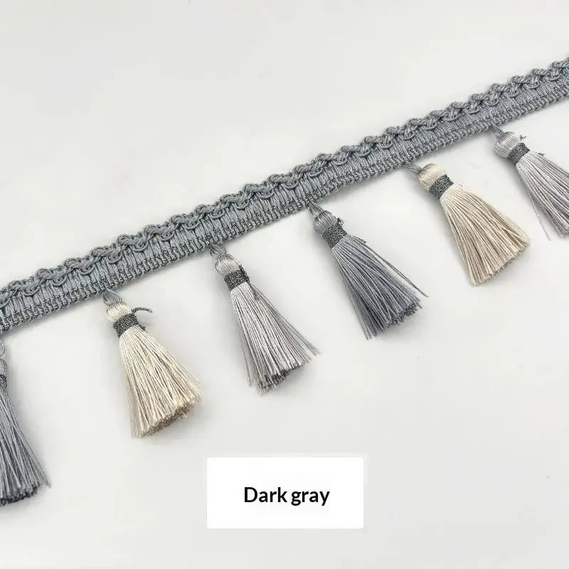 European Lace Curtain Tassels – Decorative Trim, Multi-Color Decorative Tassel Trim SPOT Gray 1m