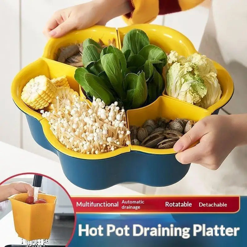 Hot Pot Serving Tray with Mesh Cover – BPA-Free 9-Compartment Hot Pot Serving Tray SPOT