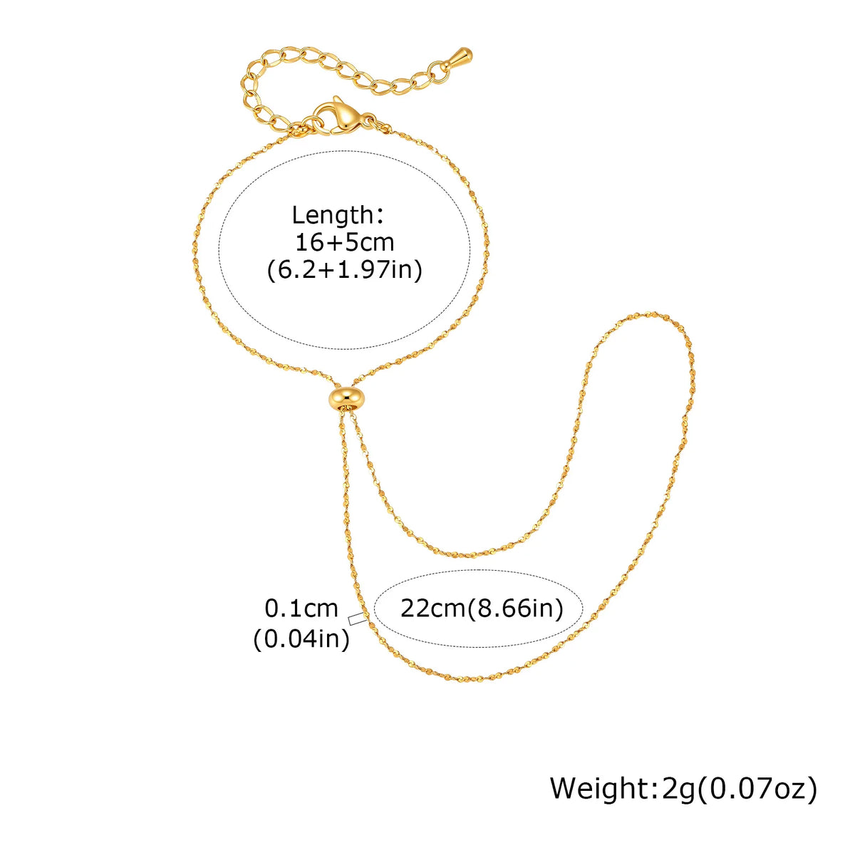 Women's Gold CZ Hand Chain Bracelet – Double Layer Slave Ring Hand Chain Bracelet SPOT BR-3000G