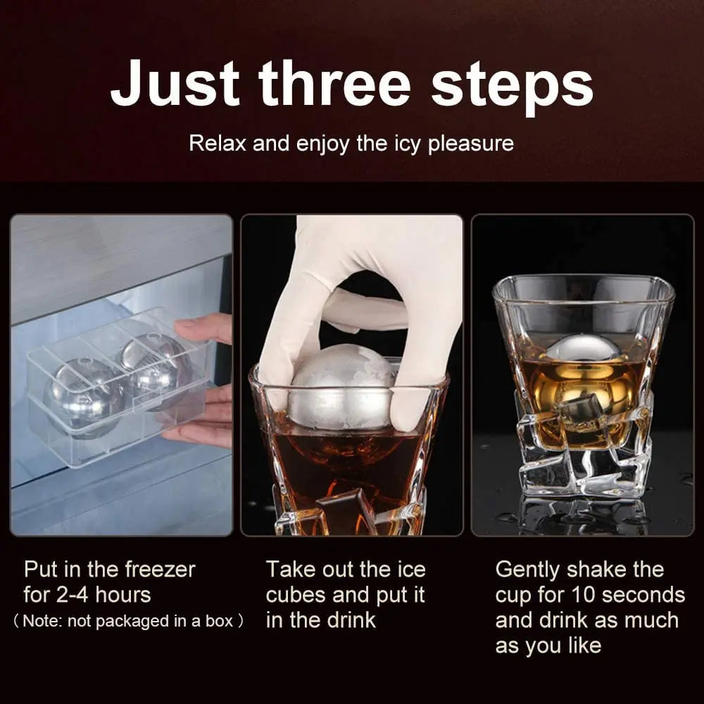 Stainless Steel Whiskey Ice Balls – Reusable Chilling Set Whiskey Chilling Stones SPOT