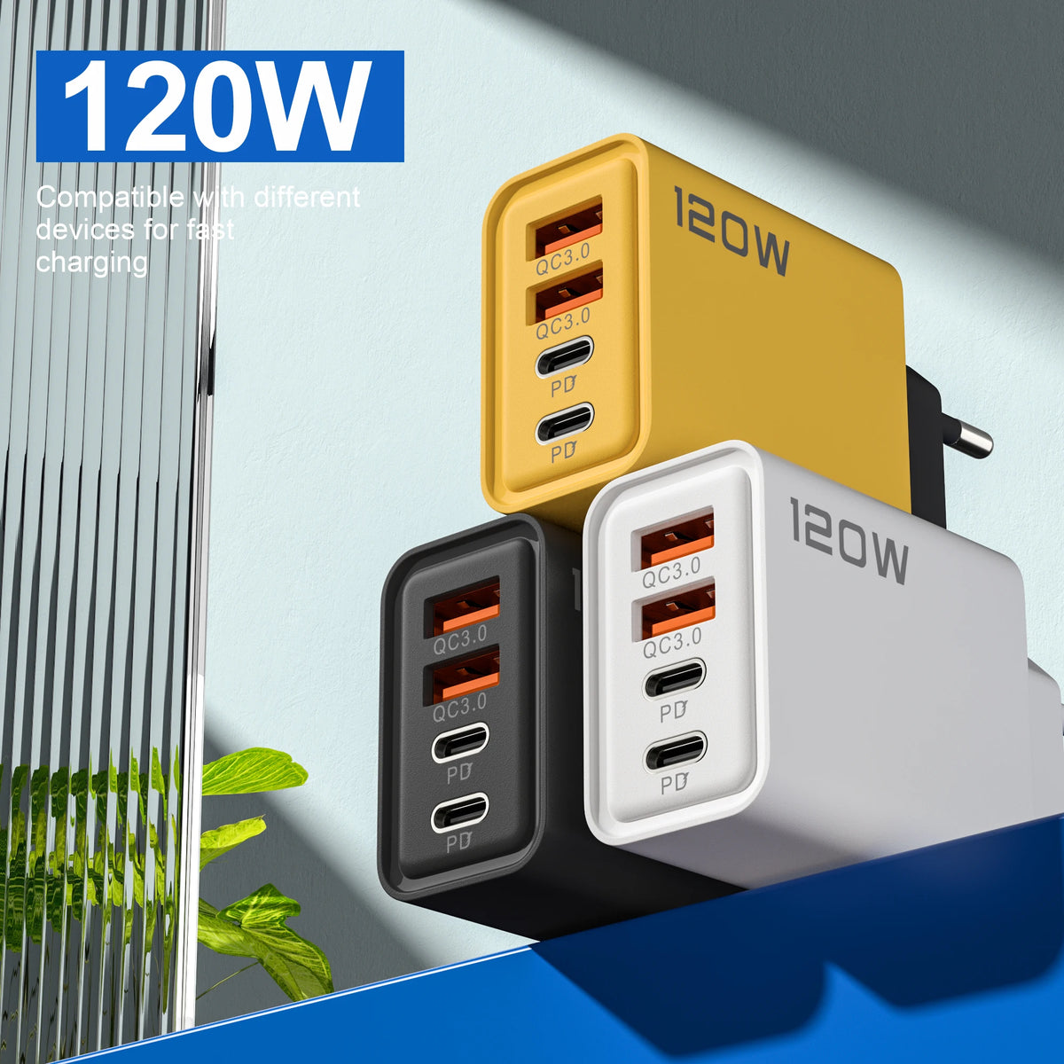 120W 4-Port USB-C Fast Charger – PD & Quick Charge 3.0 USB Wall Charger SPOT