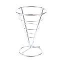 Stainless Steel French Fry Cone Basket Stand with Sauce Cup Fry Serving Basket SPOT Onesize