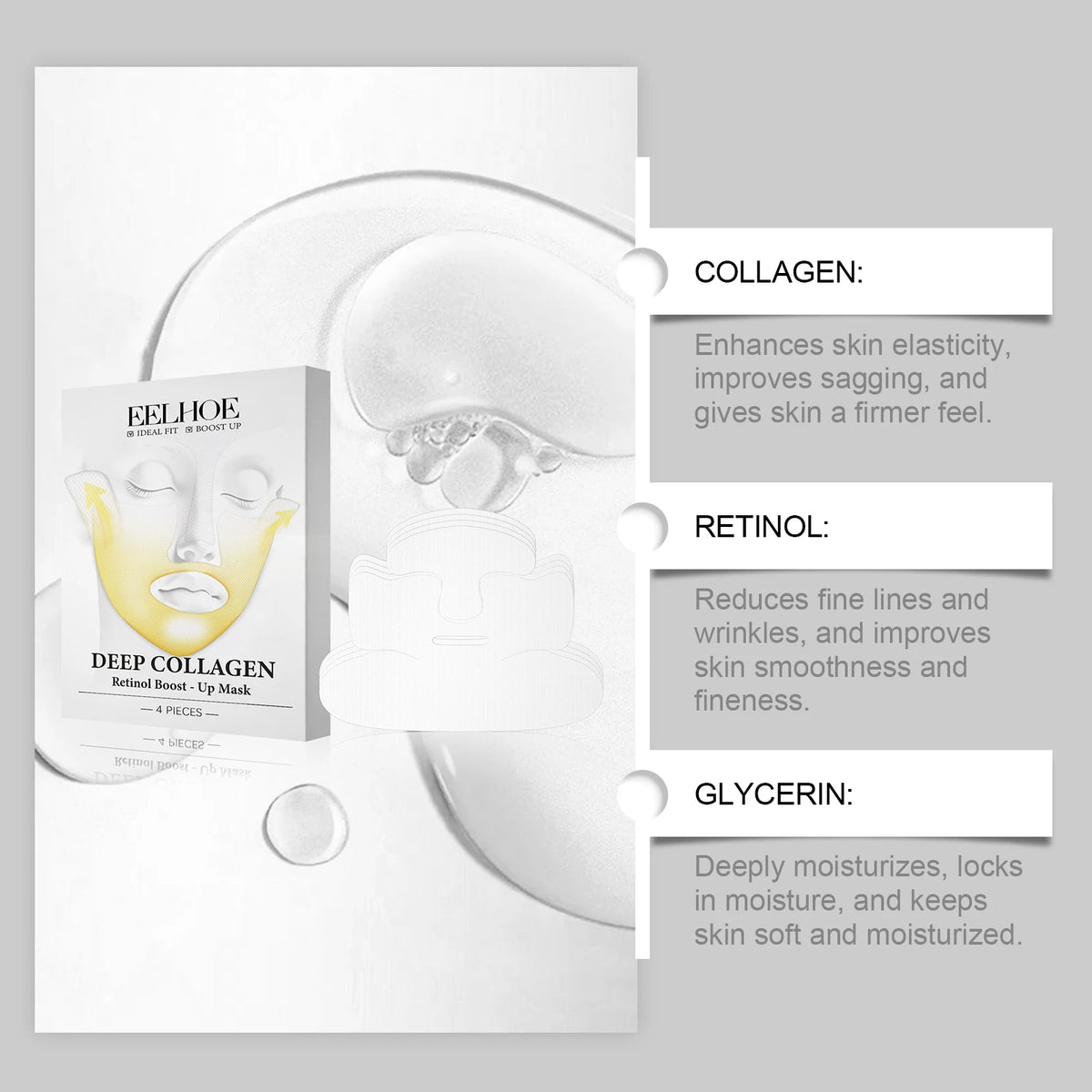 EELHOE Collagen Retinol Firming Face Mask – 4-Pack Firming Face Mask SPOT