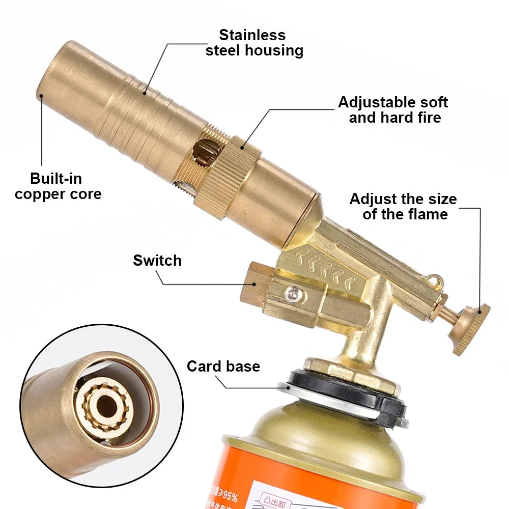 Pure Copper Gas Torch – Auto Ignition Butane Flame Gun Kitchen Butane Torch SPOT