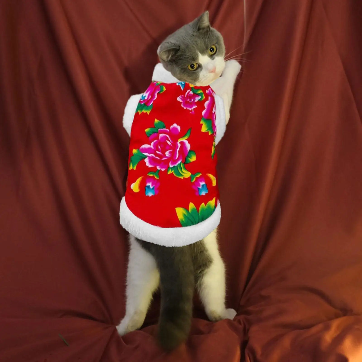 Cat Winter Jumpsuit – Cozy Fleece Big Flower Coat for Cats Cat Winter Coat SPOT