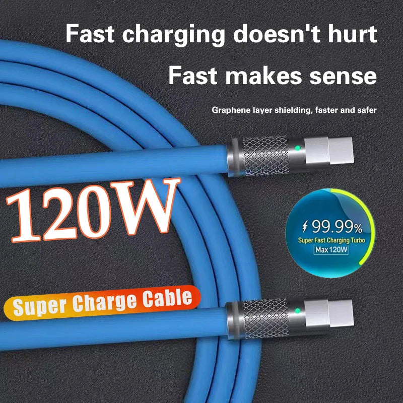 120W USB-C Fast Charging Cable – Liquid Silicone 1M/1.5M/2M USB-C Charging Cable SPOT