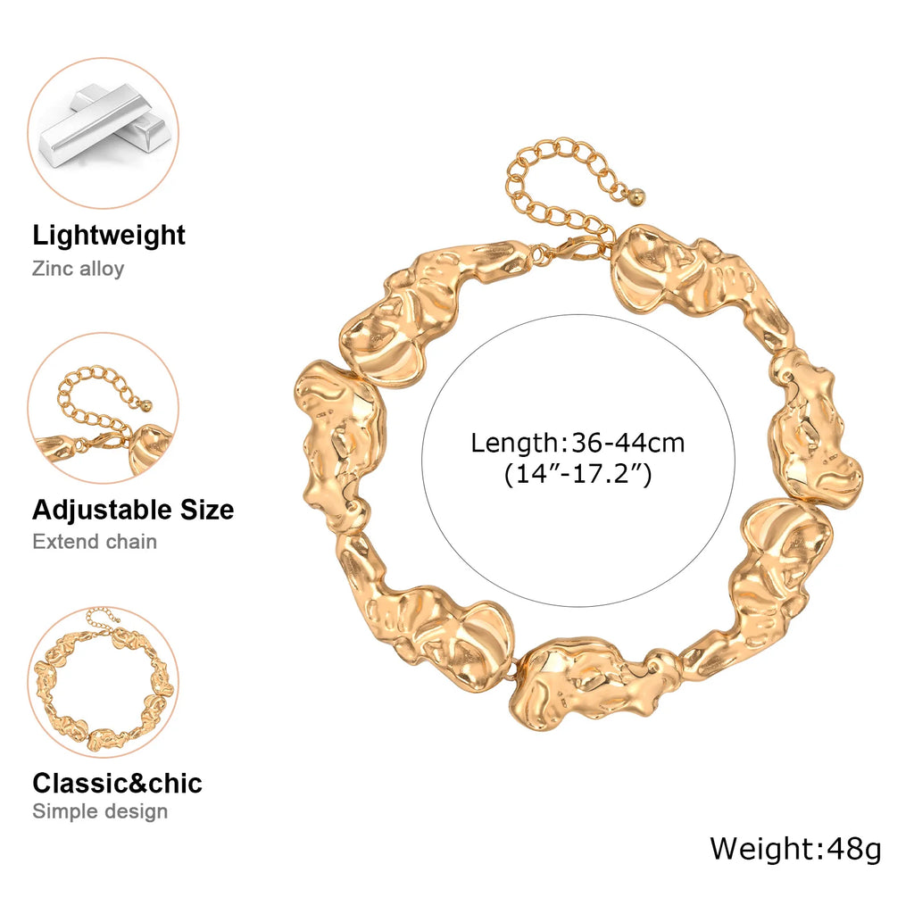 14K Gold Plated Geometric Lava Choker Necklace | Minimalist Choker Necklace SPOT