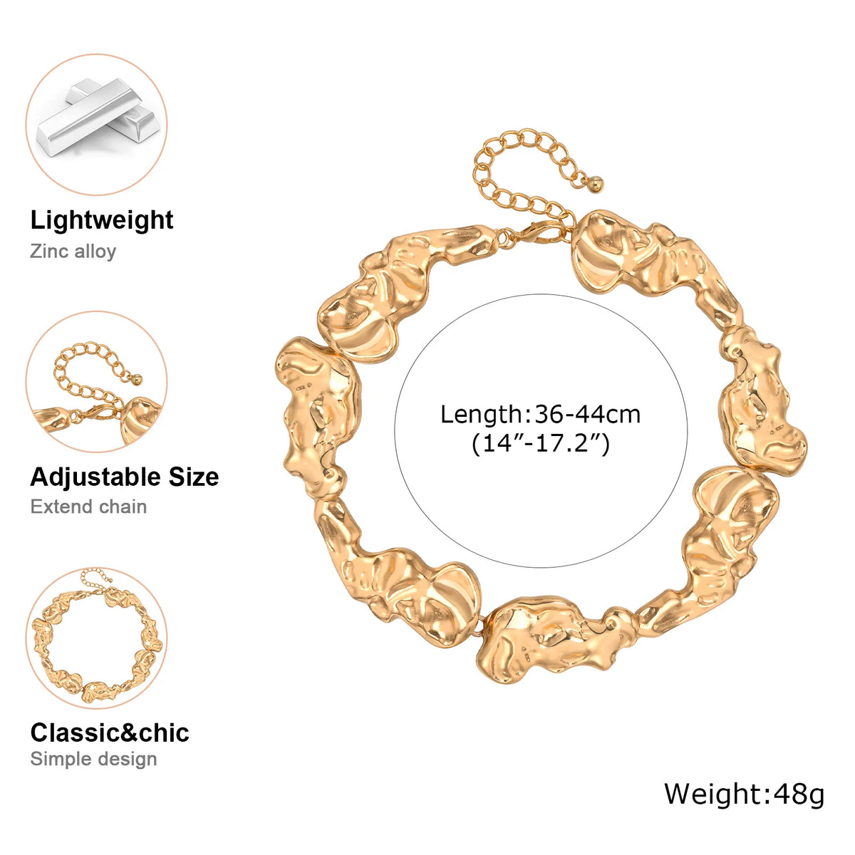 14K Gold Plated Geometric Lava Choker Necklace | Minimalist Choker Necklace SPOT
