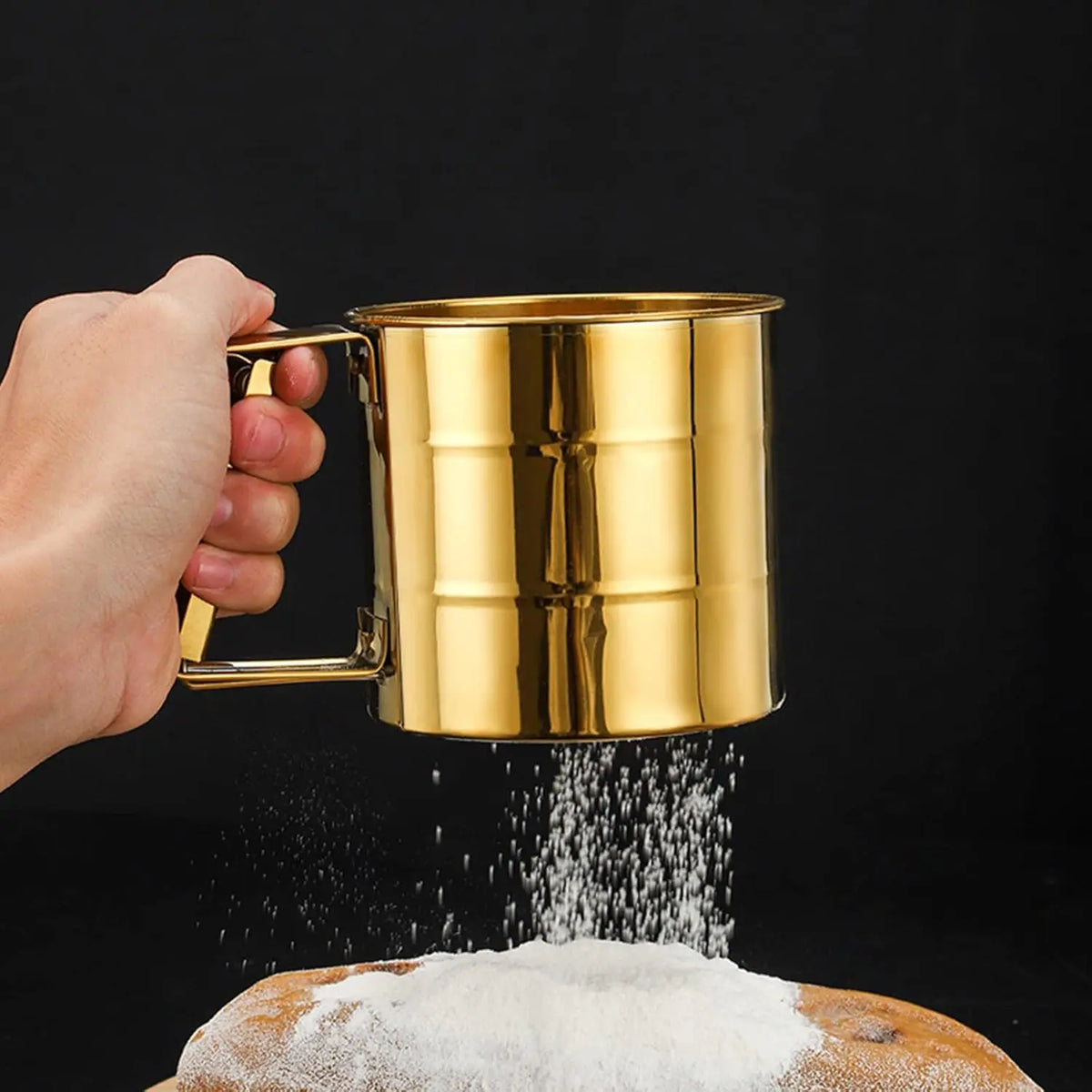 Gold Plated Hand Press Flour Sifter & Powdered Sugar Shaker Flour Sifter SPOT