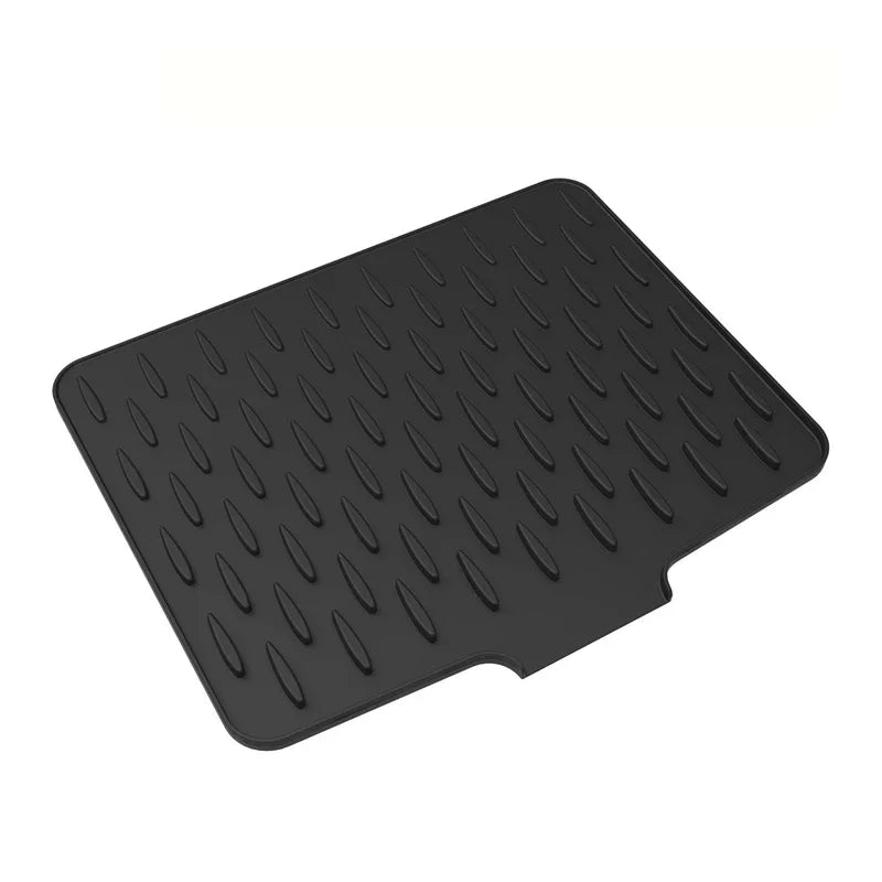 Silicone Drain Mat – Non-Slip Heat-Resistant Sink Counter Pad Silicone Kitchen Mat SPOT Black 40cm Rectangular
