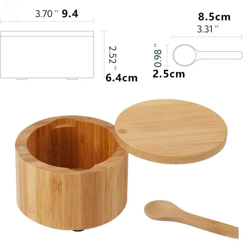 Bamboo Spice Jar with Magnetic Lid & Spoon – Food Safe Storage Spice Storage Jar SPOT