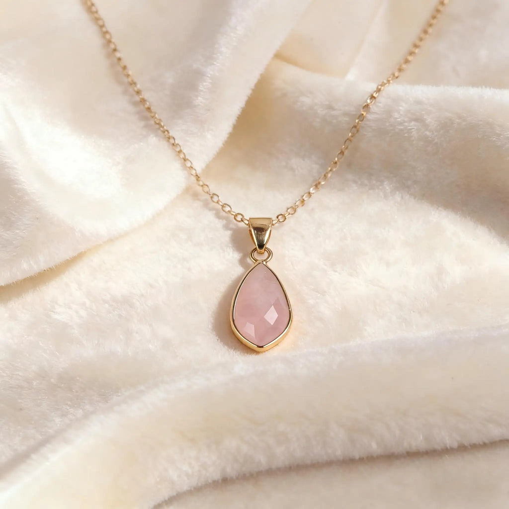 Meaeguet Pink Crystal Waterdrop Pendant Necklace | Stainless Steel Pendant Necklace SPOT
